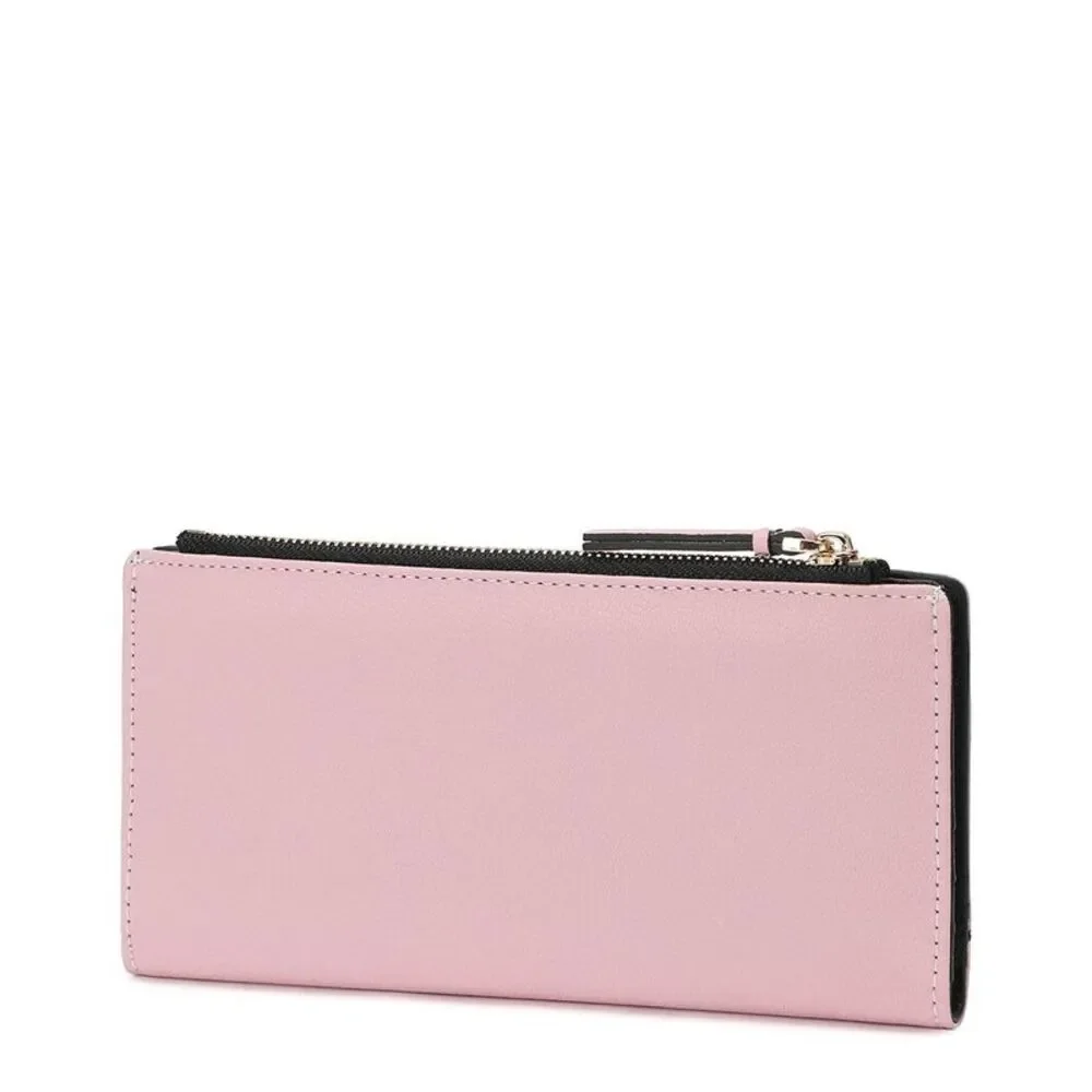 Colorblock Zip Wallet in Pink, Blue & Black